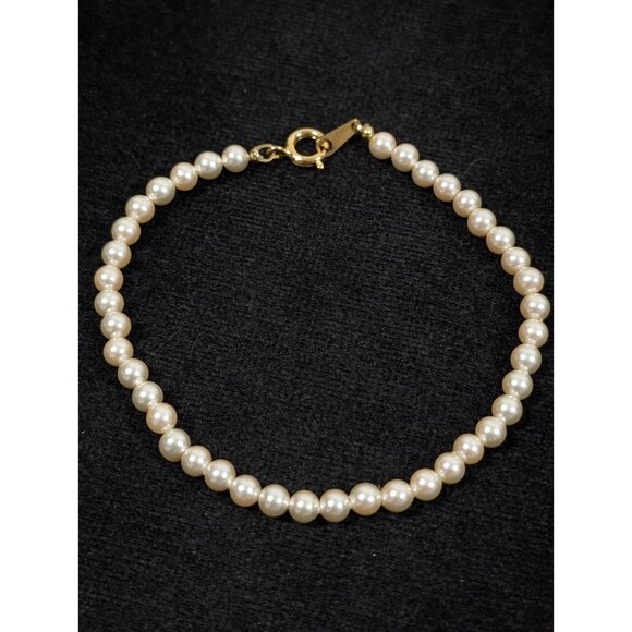 Vintage Cream Glass Faux Pearl Classic Bracelet 7 inches - Picture 8 of 9